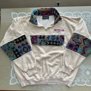 Vintage pullover - cream and patterned